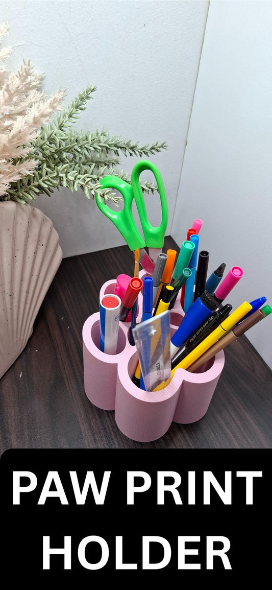 Dog Paw Print Heart Pen Holder - 3D Printed office organizer