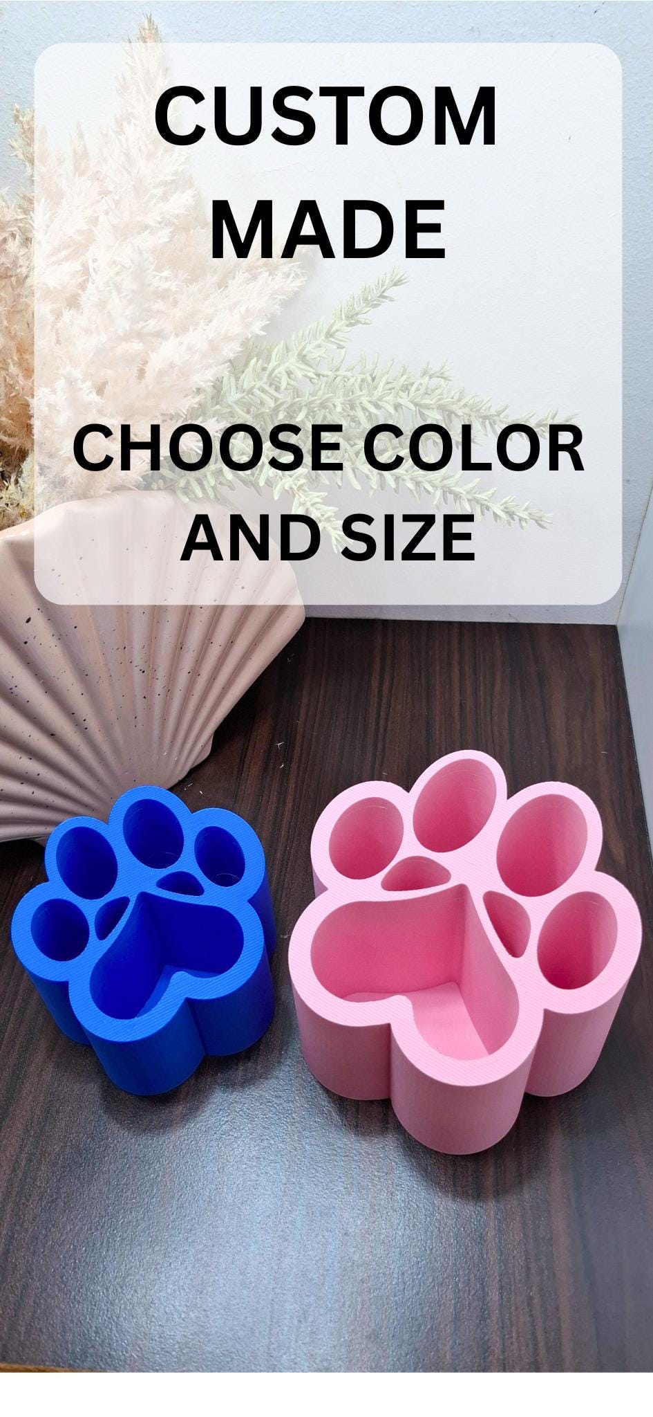 Dog Paw Print Heart Pen Holder - 3D Printed office organizer