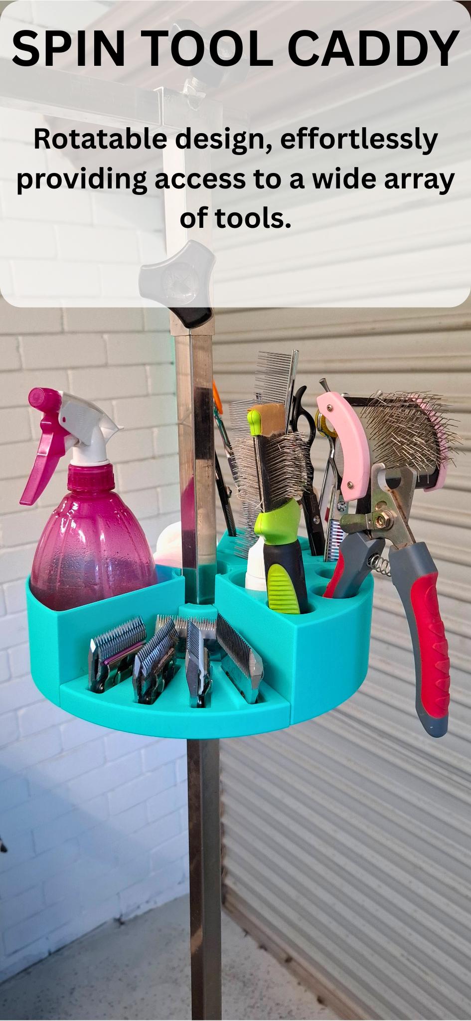 Rotatable Pet Grooming Tool Holder. 3D printed Spin Caddy
